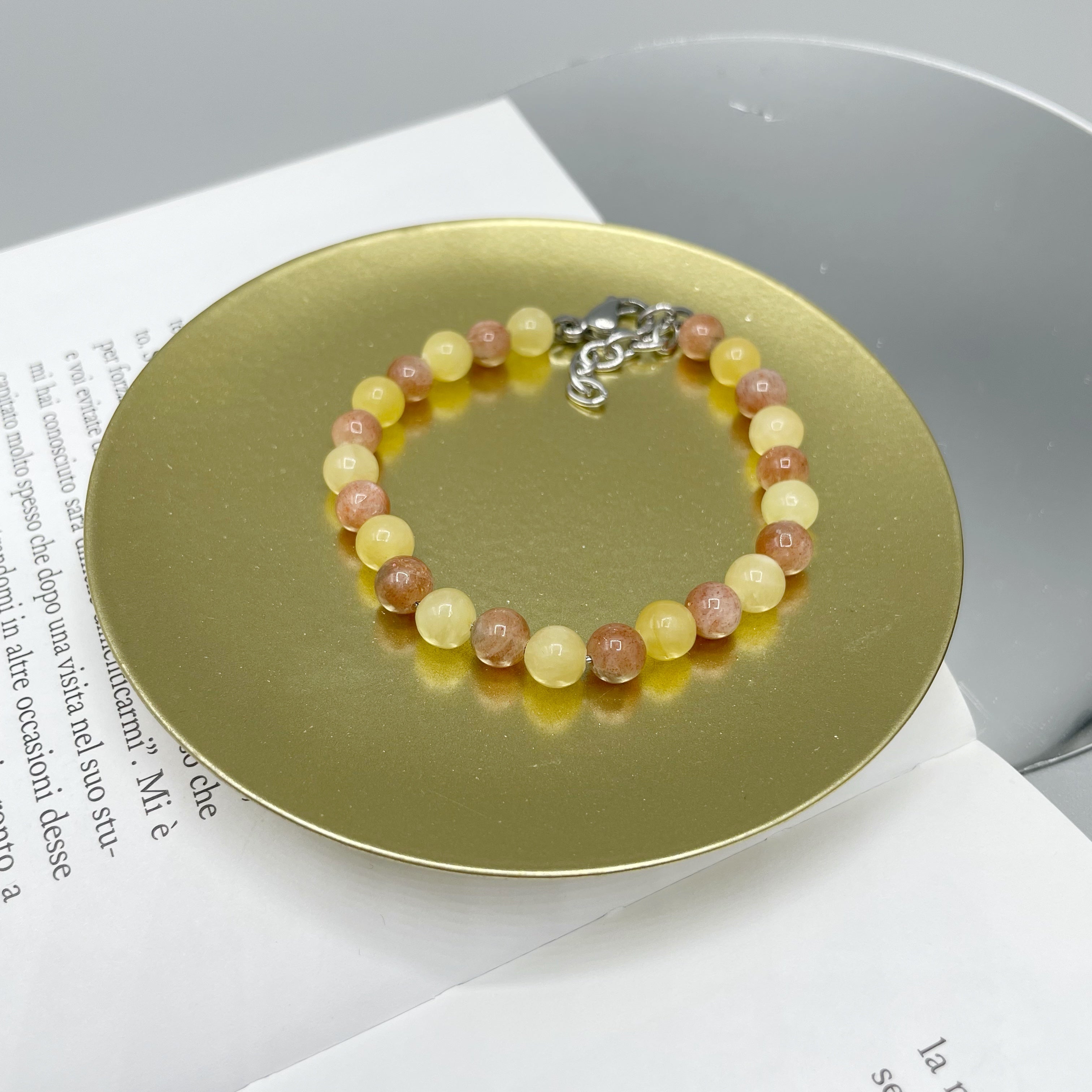 Bracciale Realizza i tuoi Intenti - Pietra del Sole, Calcite