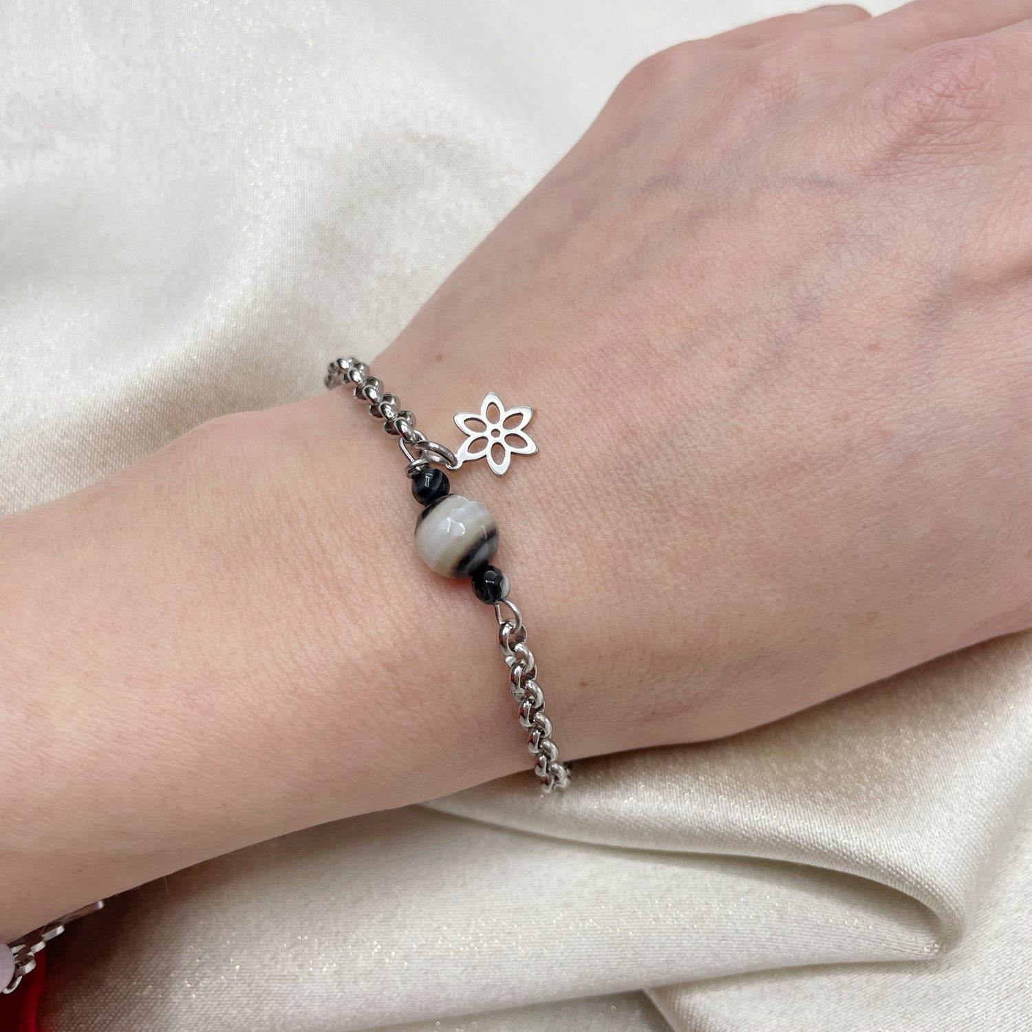 Bracciale Occhio di Shiva Flower - Agata Botswana - LIMITED EDITION