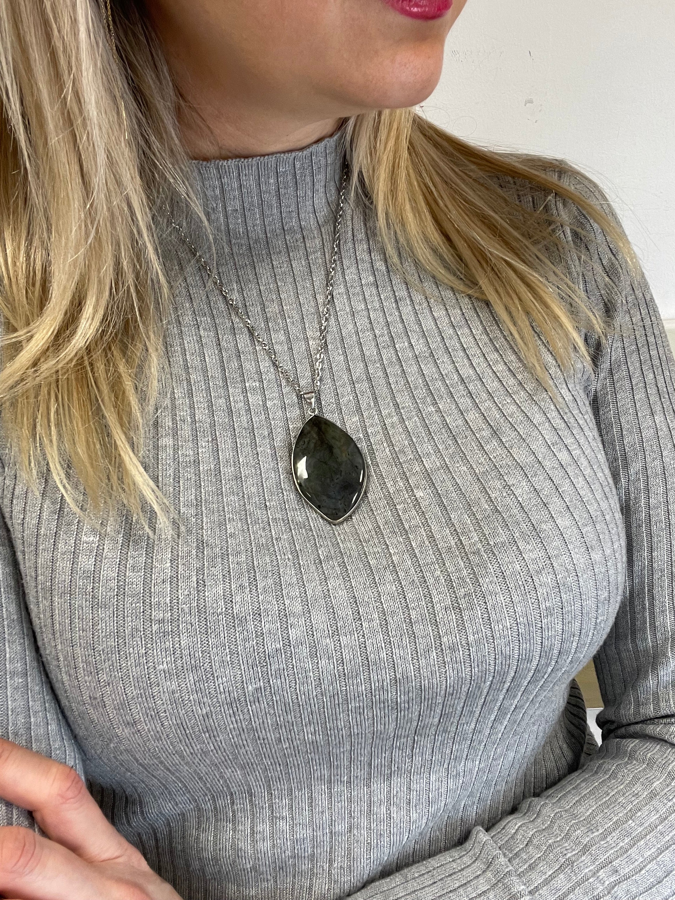 Ciondolo Labradorite Acciaio Inossidabile