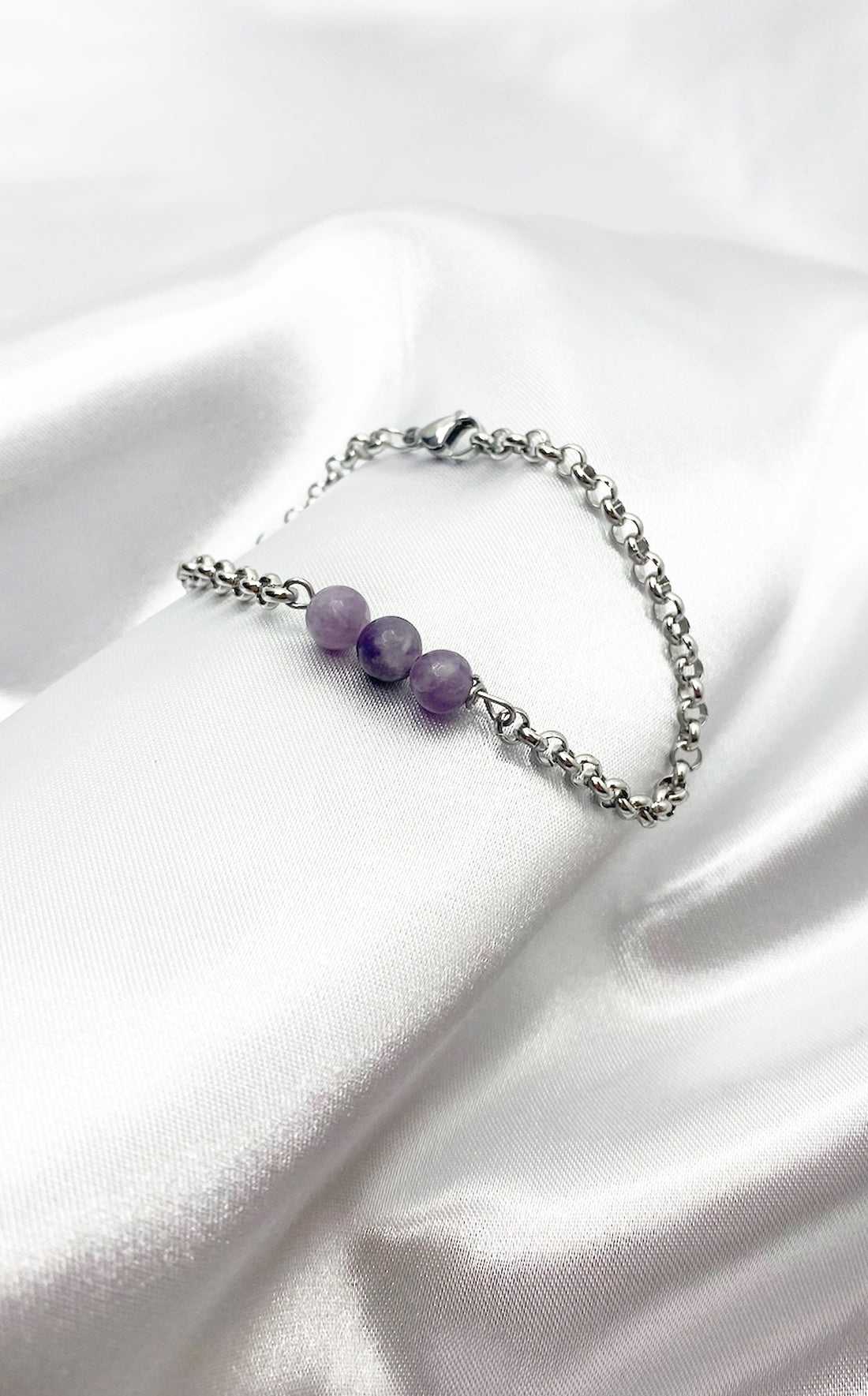 Bracciale Infinity - Lepidolite e Acciaio Inossidabile